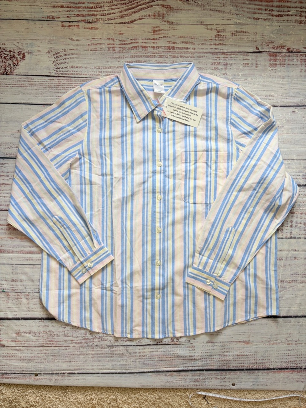 Blair Women's Button-Down Shirt in Blue, Pink & Cream Stripes